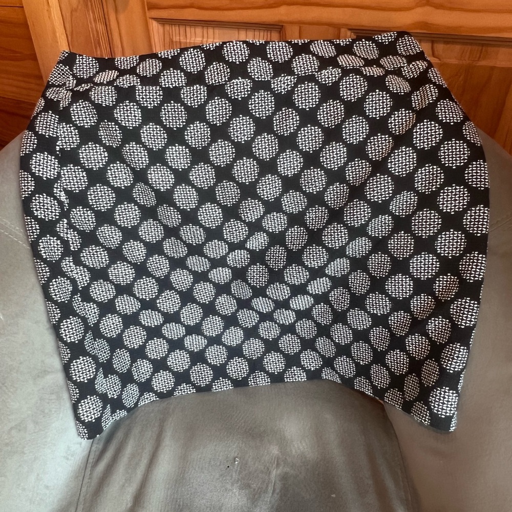 LOFT Black Pencil Skirt with White Polka Dot Print